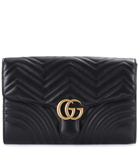 gucci black leather clutch|GG Marmont leather clutch in black .